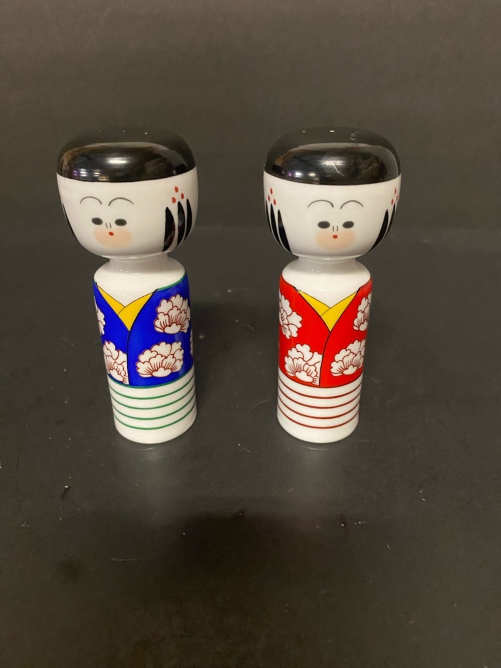 Pair of Ceramic Kokeshi Salt & Pepper Shakers, Vintage Japanese